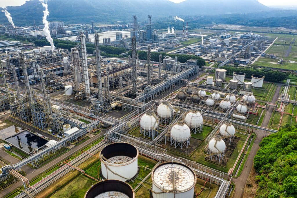 bird's eye view of a petrochemical plant