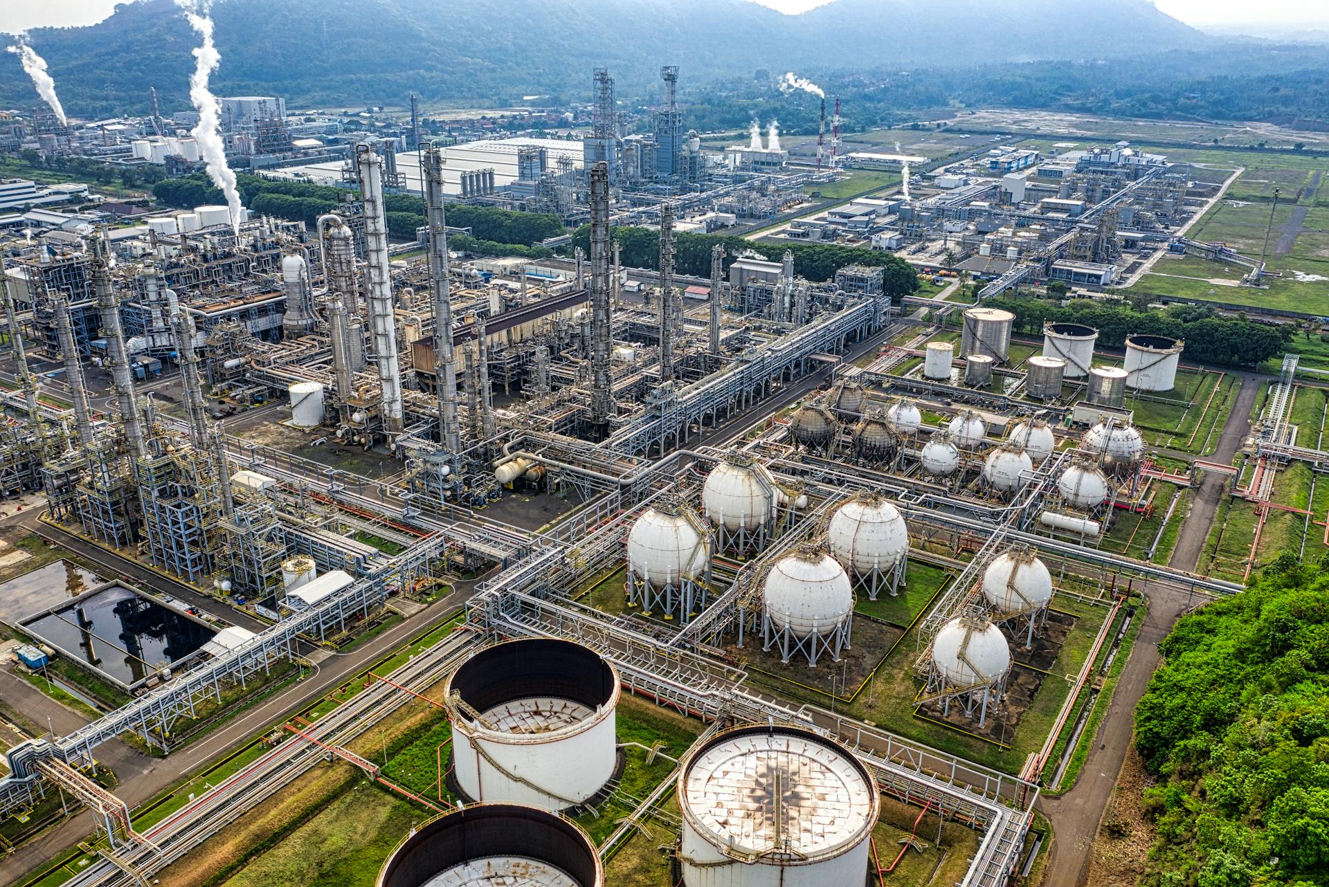 bird's eye view of a petrochemical plant